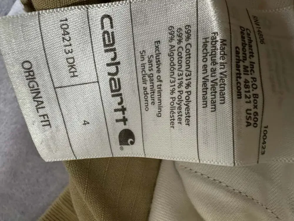 Carhartt Force Original Fit Work Short Size 4 Tan Ripstop